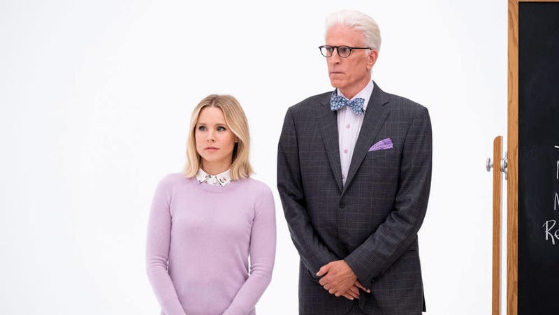 Eleanor (Kristen Bell) and Michael (Ted Danson) make a plea for humanity.