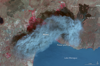 Illustration for article titled Nicaragua's Momotombo Volcano Is Glorious In False Color Satellite Imagery
