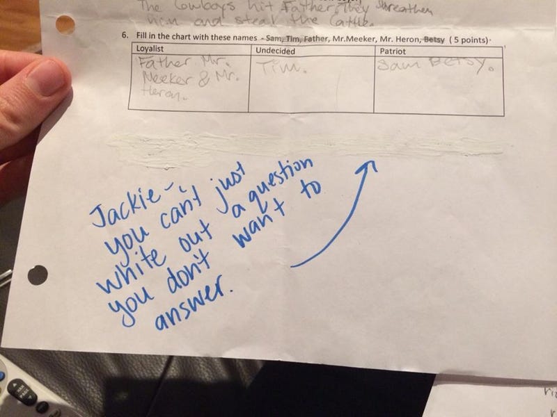 handwriting bad test Can't Uses 'Erase' Student Test She Question White Out to