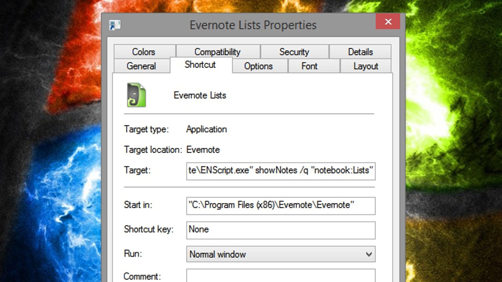 get evernote on desktop note shortcut