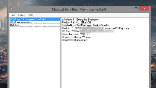 will magic jellybean for mac find windows product key