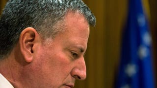 New York City Mayor Bill de Blasio at a press conference on Dec. 22, 2014, after two police officers were killed in New York CityAndrew Burton/Getty Images