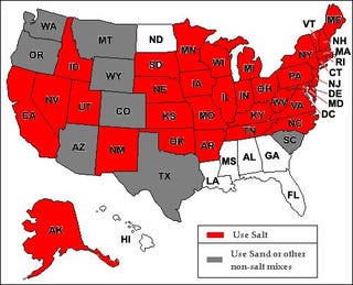 Illustration for article titled States that don't use road salt