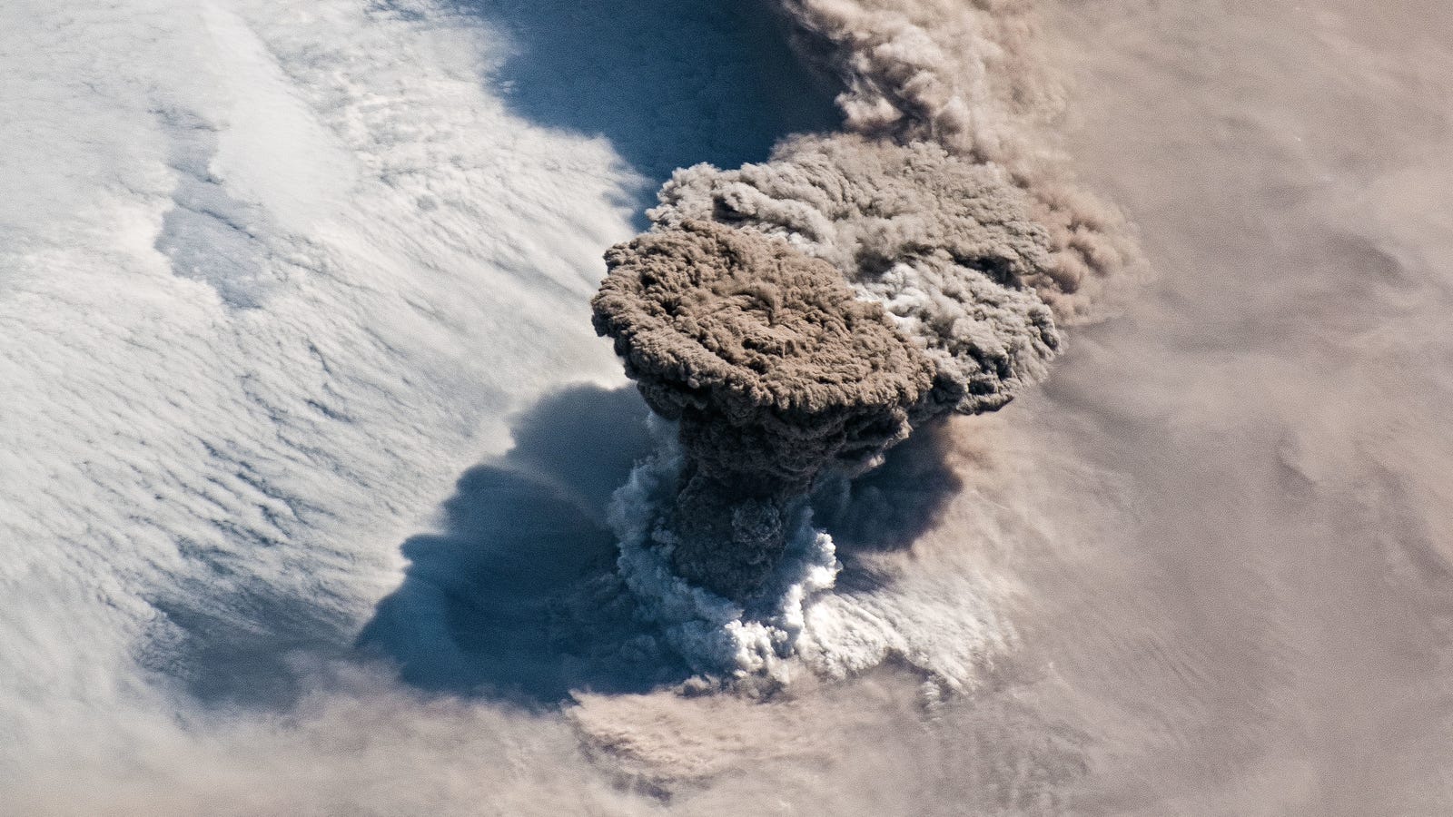 Incredible Photo from the Space Station Shows Raikoke Volcano Erupting
