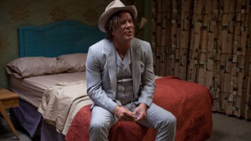 Illustration for article titled Mickey Rourke fully aware that Passion Play is terrible