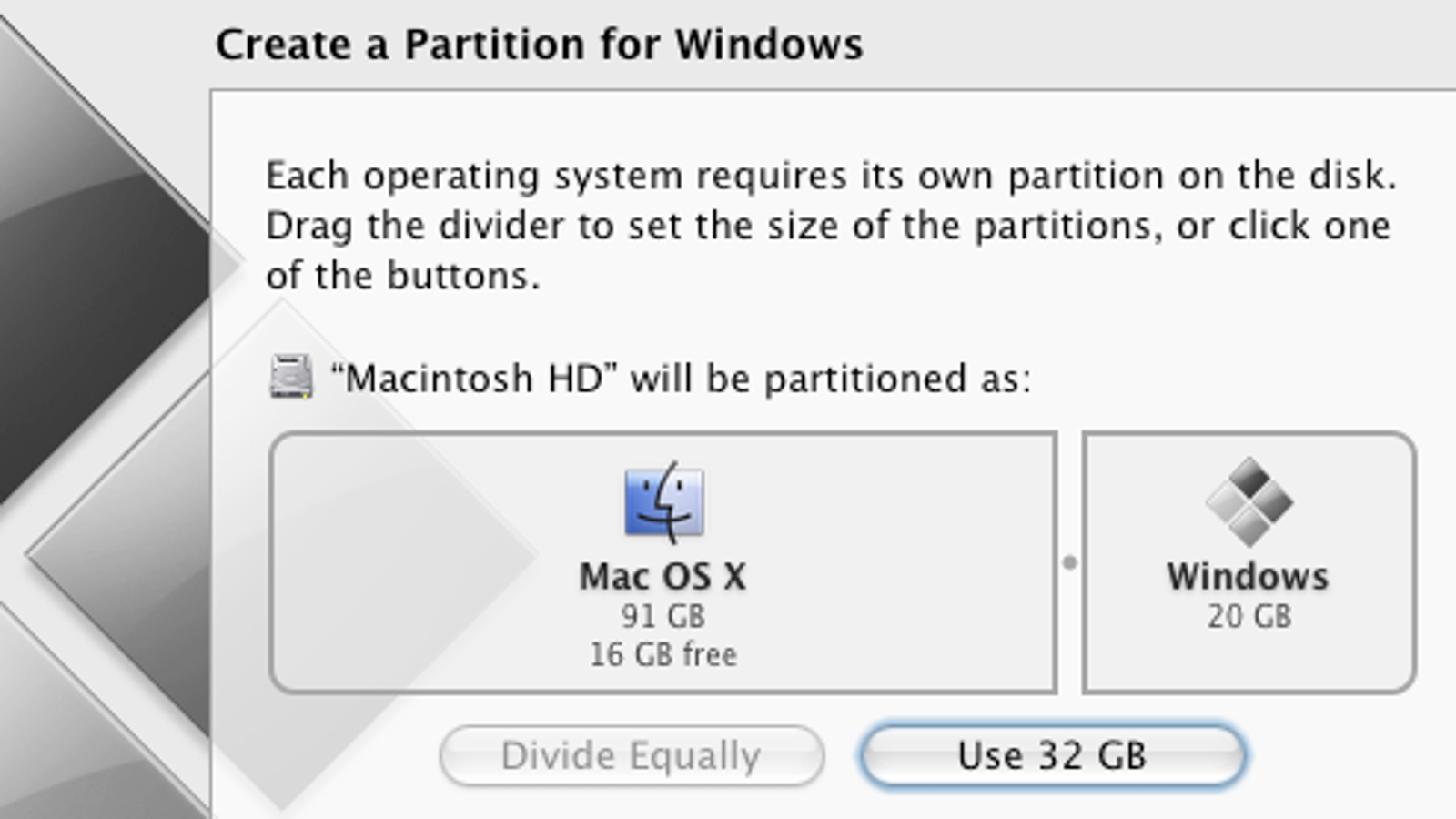 boot camp windows mac os