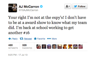 Illustration for article titled A.J. McCarron Scoreboards Johnny Manziel