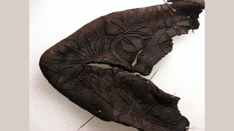 Leather fragment of the baby boot.
