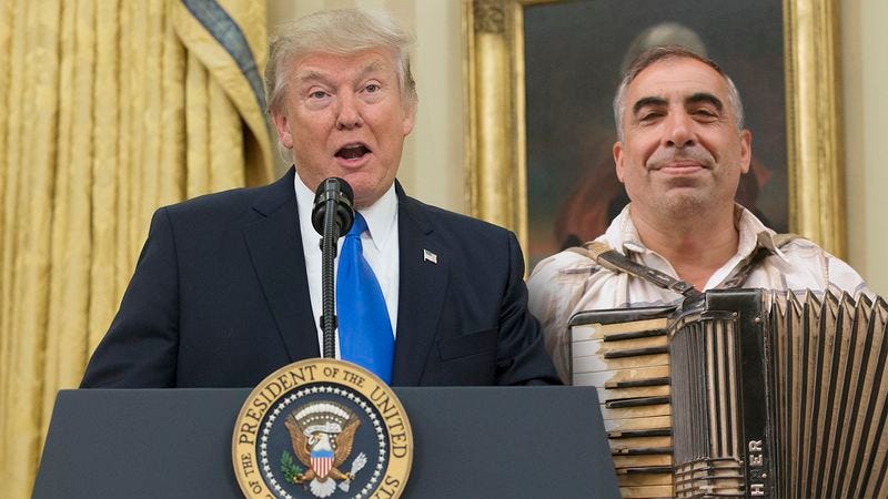 Illustration for article titled Keeping Jobs In America: Trump Has Convinced An Accordion Player Not To Move To China