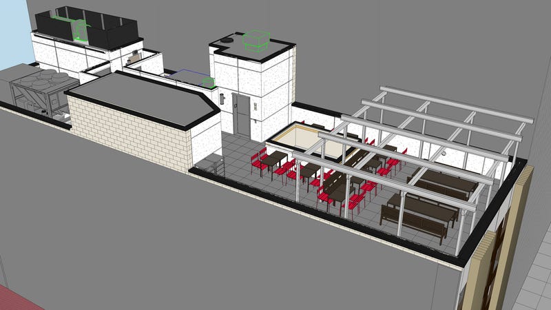 Rendering of Chick-fil-A rooftop via Chick-fil-A