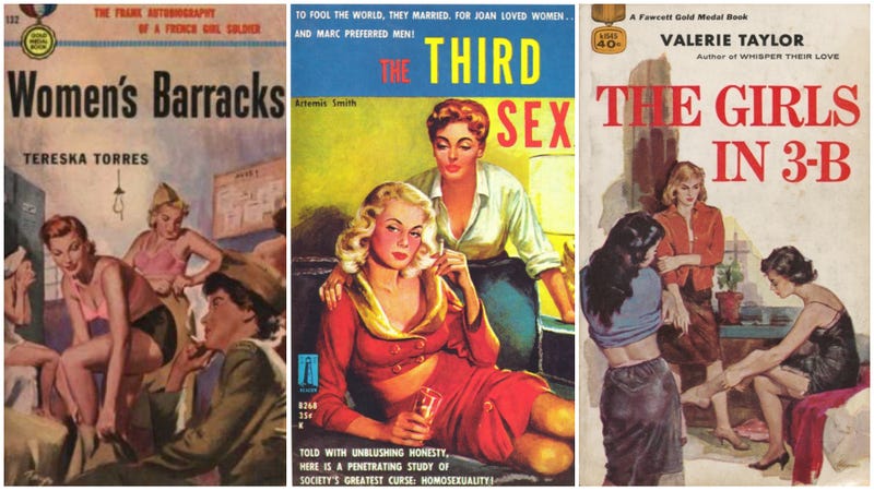 Women’s Barracks by Tereska Torres (1950), The Third Sex by Artemis Smith (1959), and The Girls In 3-B by Valerie Taylor (1959)