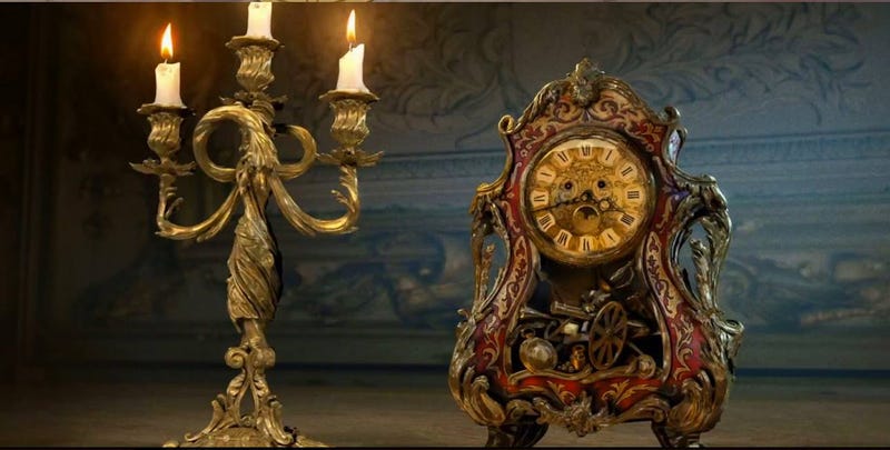 Illustration for article titled Your First Look at Lumière and Cogsworth in Disney's Beauty and the Beast Remake (UPDATED)