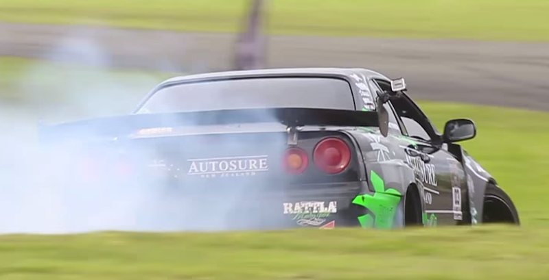 Illustration for article titled This Nissan Skyline R34 Drifter Has A Ford V8 Because Why The Heck Not