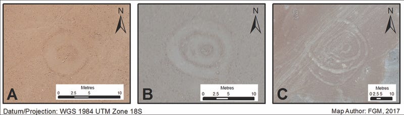 Illustration for article titled Arqueólogos descubren extraños geoglifos circulares muy cerca de las Líneas de Nazca en Perú