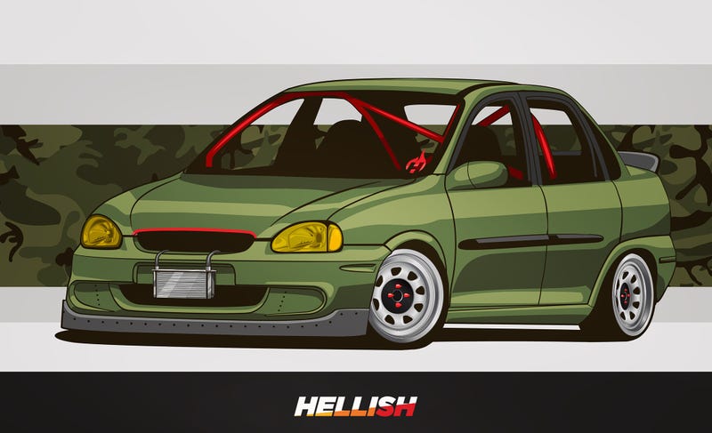 Illustration for article titled Badass Opel/Chevy Corsa