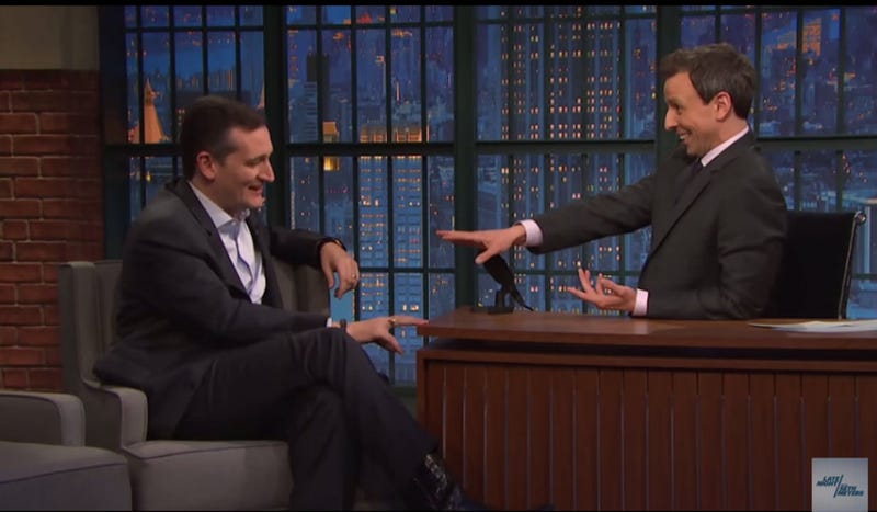 Illustration for article titled Seth Meyers Mocks Ted Cruz to His Face, Has Never Been Cooler
