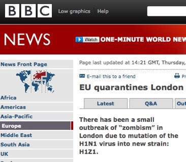 Illustration for article titled Zombie Strain Of Swine Flu Just A Crazy Hoax