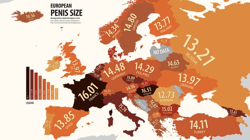 A Totally Worthless Map Of European Penis Sizes-9573