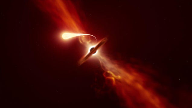Astronomers Observe Star Being  Spaghettified  by a Supermassive Black Hole