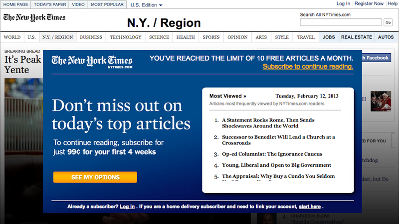 Illustration for article titled Two Years Later, The New York Times Closes Its Paywall's Most Gaping Hole