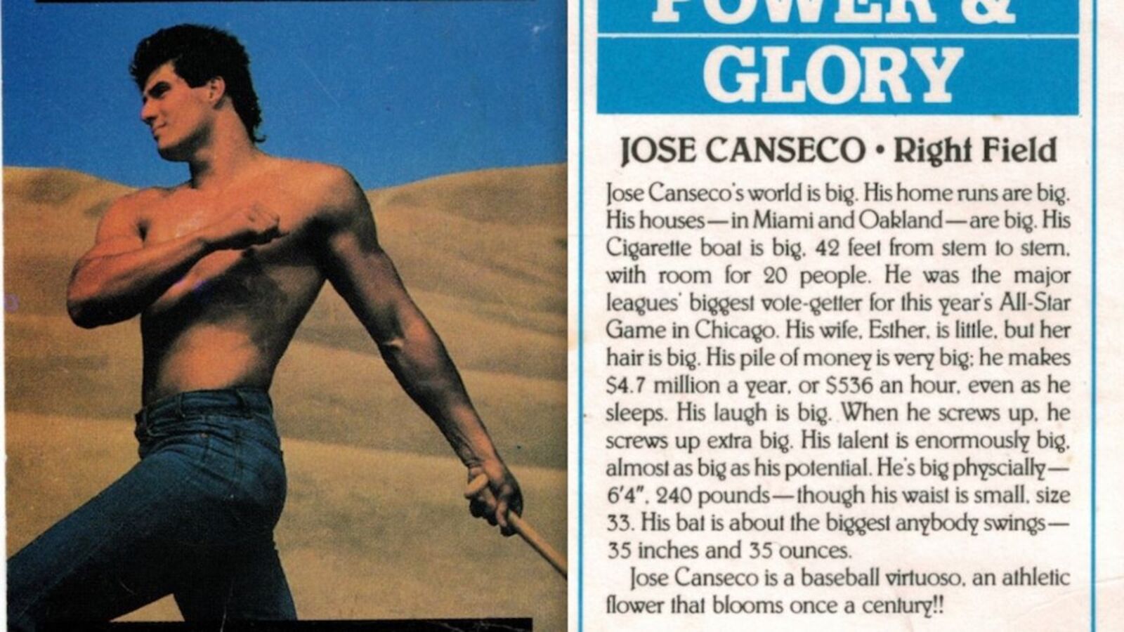 Remember When A Shirtless Jose Canseco Really Meant Something?