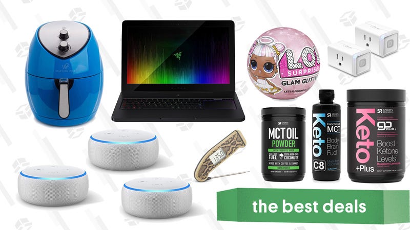 Illustration for article titled Satuday's Best Deals: Echo Dots, Razer Blade Pro, TP-Link Smart Plugs, J.Crew Factory, and More