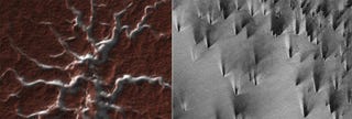 Illustration for article titled Martian Spiders Launch Dark Jets