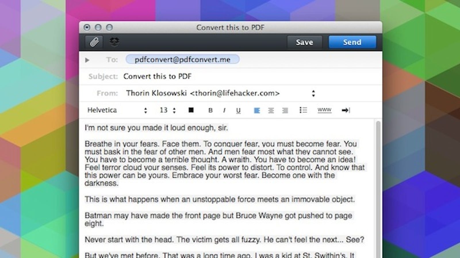 how to convert email message into pdf