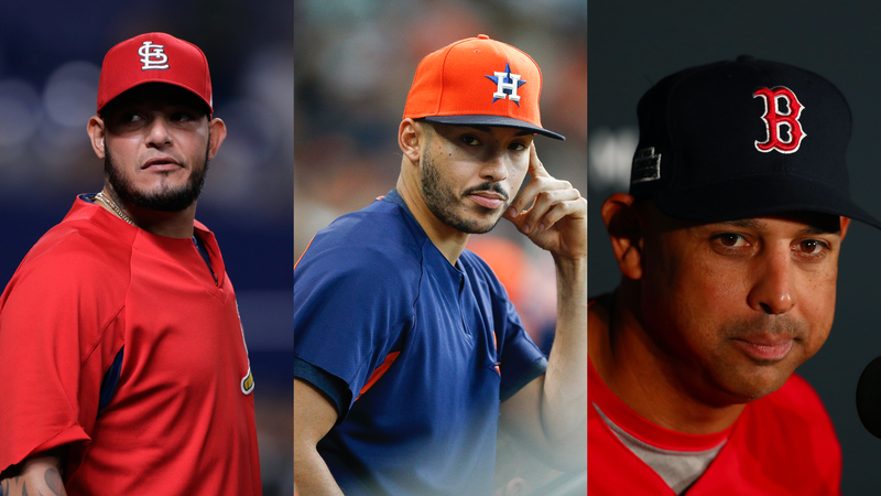 L-R: Yadier Molina, Carlos Correa, Alex Cora