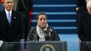 Myrlie Evers-Williams delivers the invocation at President Obama's inauguration. (Justin Sullivan/Getty Images News)