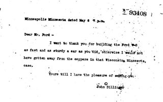 Dillinger wrote a letter to henry ford #6