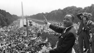 Martin Luther King Jr. waves to supporters at the 1963 March on Washington. (AFP/Getty Images)