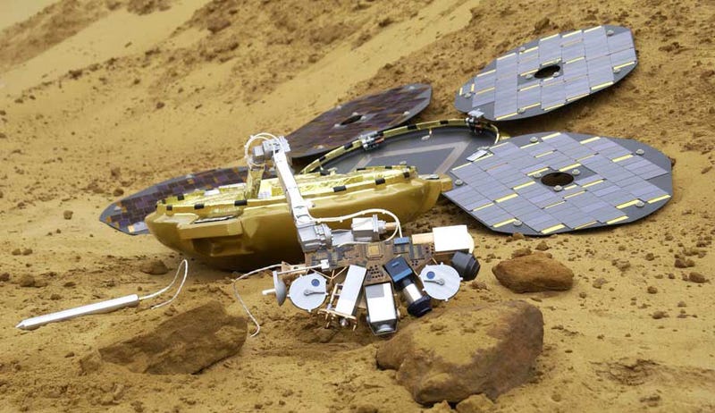 Illustration for article titled La NASA podría haber hallado la sonda Beagle 2 perdida en Marte en 2003