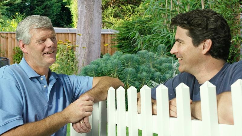 Illustration for article titled Family Excited To See Dad Making Friends In New Neighborhood