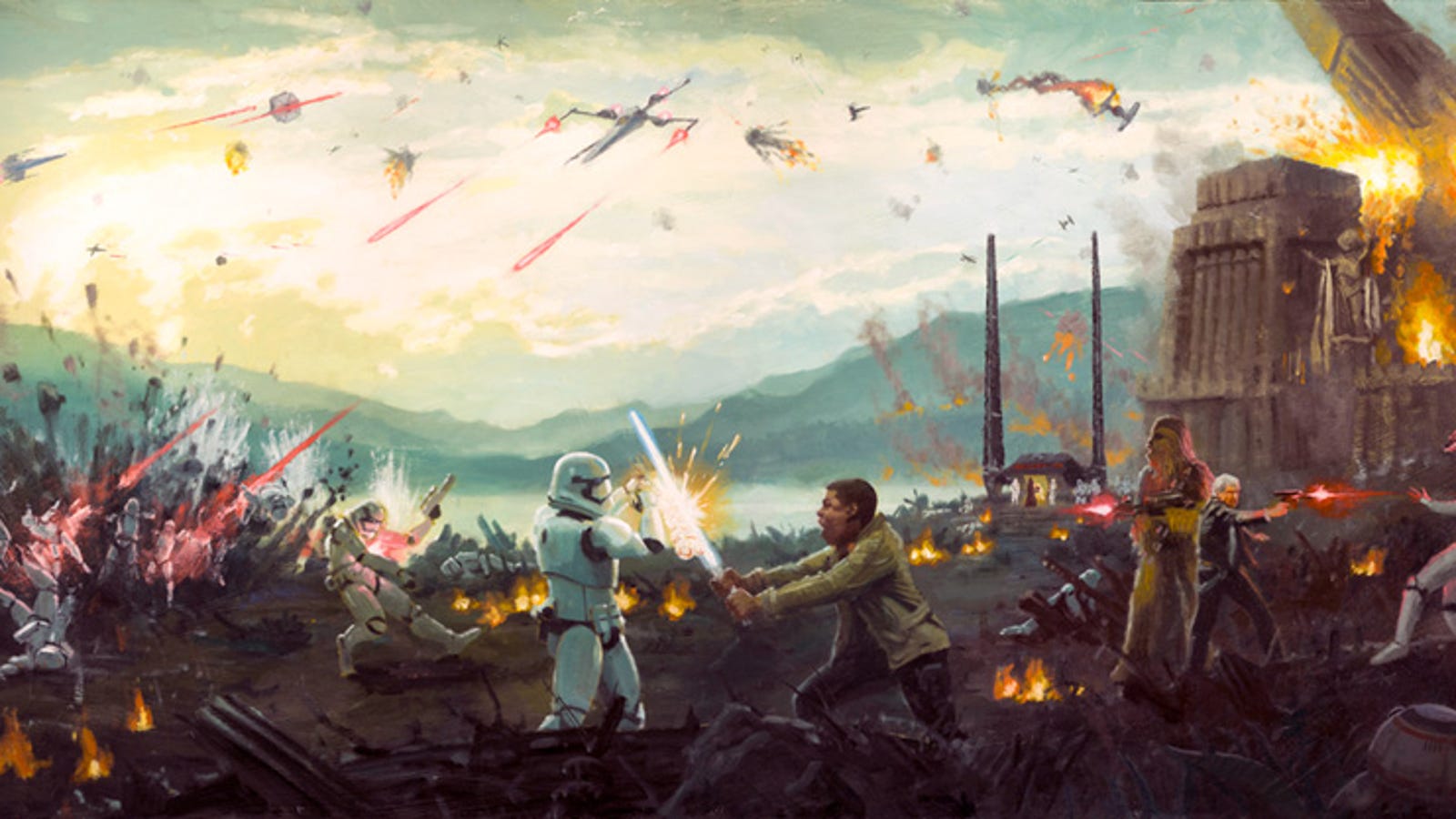Star Wars example #319: Finn Takes on TR-8R in This Insane Force Awakens Art, Part of a Batch of New Star Wars Pieces
