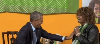 Illustration for article titled YouTube Star Sensation GloZell Interviews President Obama