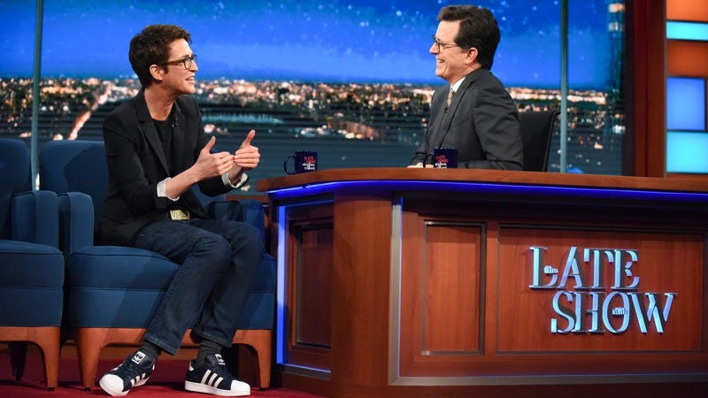 Rachel Maddow, Stephen Colbert (Photo: Scott Kowalchyk/CBS )