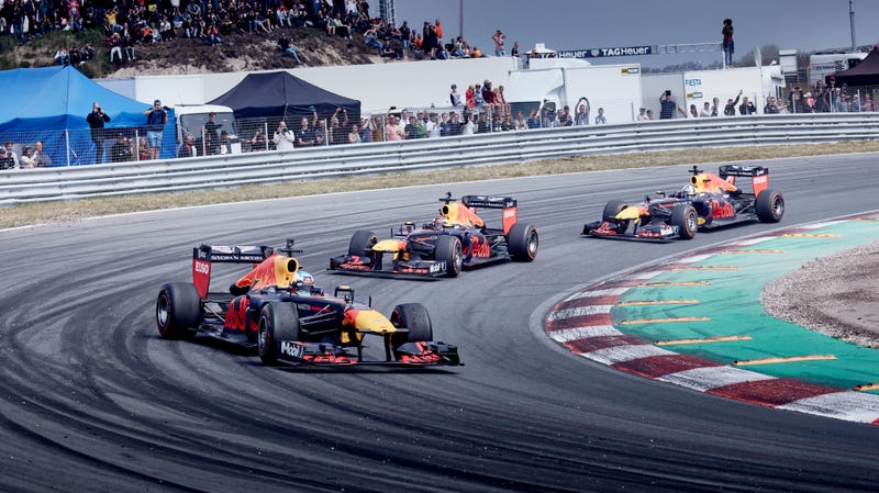 Max Verstappen during the Jumbo Racedagen, which has F1 demonstrations, at Circuit Zandvoort in 2018.