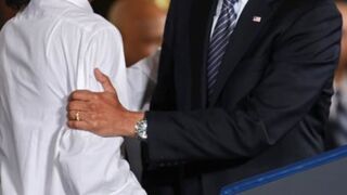 U.S. President Barack Obama (R) embraces Chicago's Youth Guidance program Becoming a Man (BAM) participant Christian Champagne, 18, before delivering remarks about his 'My Brother's Keeper' initiative.Chip Somodevilla/Getty Images