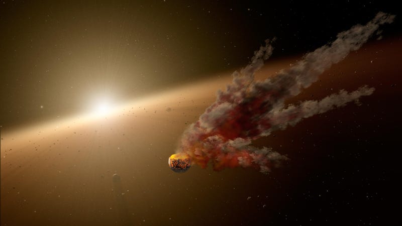 Artist’s impression of a cataclysmic collision between two large planetary bodies.