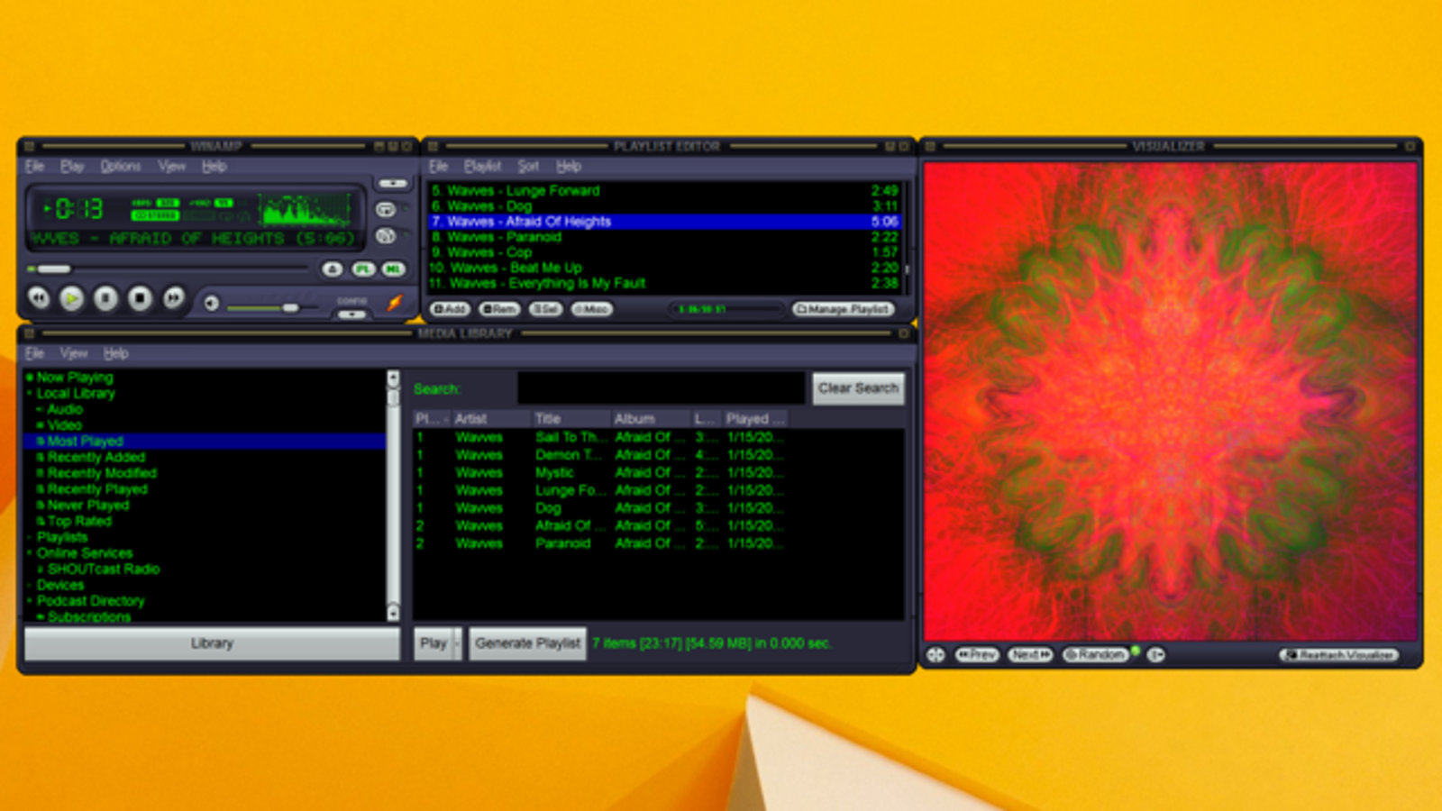 visualizations for windows media player winamp