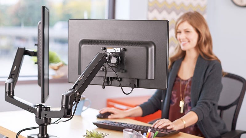 AmazonBasics Dual Monitor Arm, $149 | Fleximounts Single Arm, $58