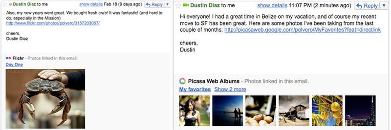 Illustration for article titled Gmail Lets You Take Back Sent Messages, Gets Built-in YouTube, Flickr and Yelp Previews