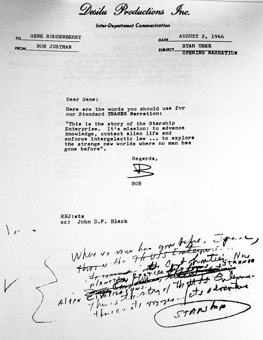 Read The First Drafts Of The Star Trek Opening Monologue