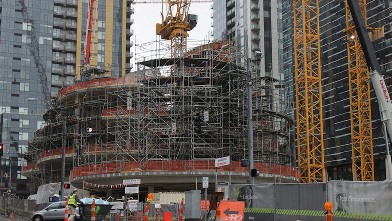 Construction on Amazon’s new offices in downtown Seattle. Image: SounderBruc/Flickr