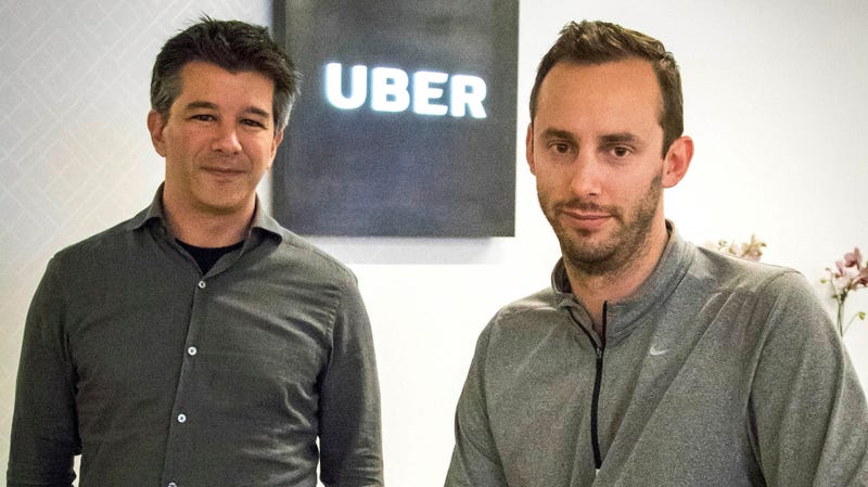 Former Uber CEO Travis Kalanick, left, and Anthony Levandowski