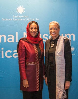 Hunaina Sultan Al-Mughairy, ambassador of the Sultanate of Oman to the U.S., with Johnnetta Betsch Cole, director of the National Museum of African ArtJessica Suwaroff/Smithsonian National Museum of African Art