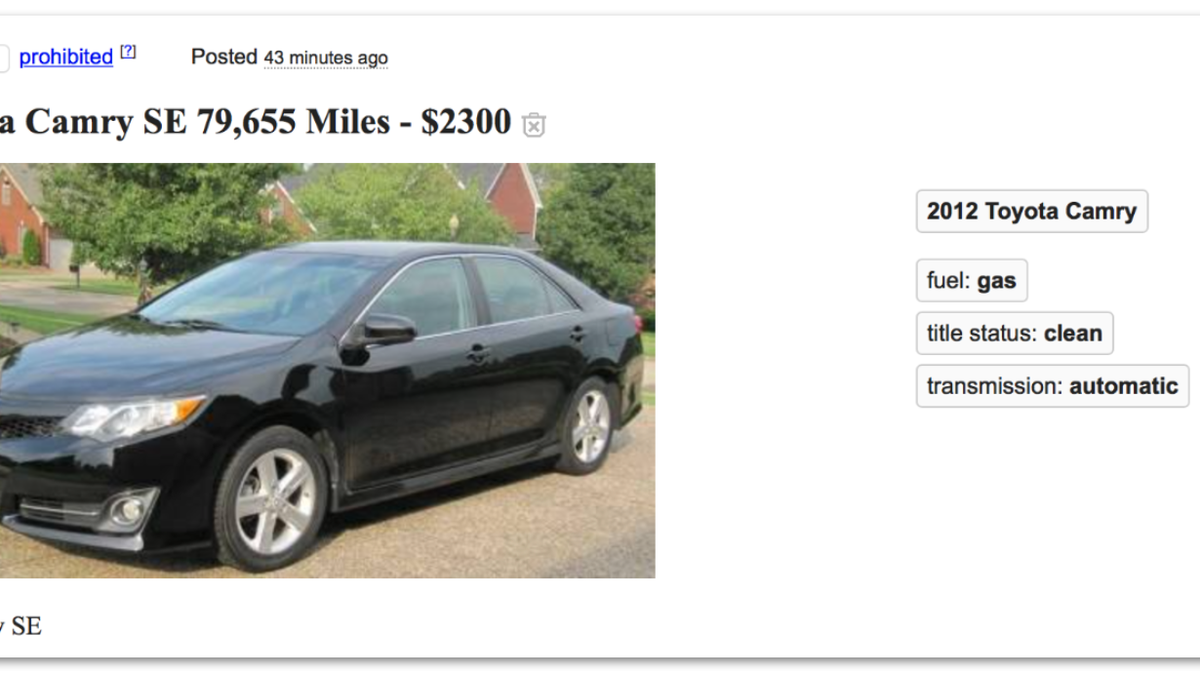 This Craigslist Spam Ad For A 2 300 Toyota Camry Is A Work Of