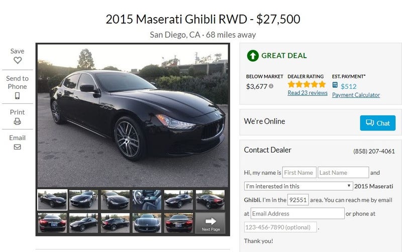Illustration for article titled Why are Maserati Ghibli's so cheap?