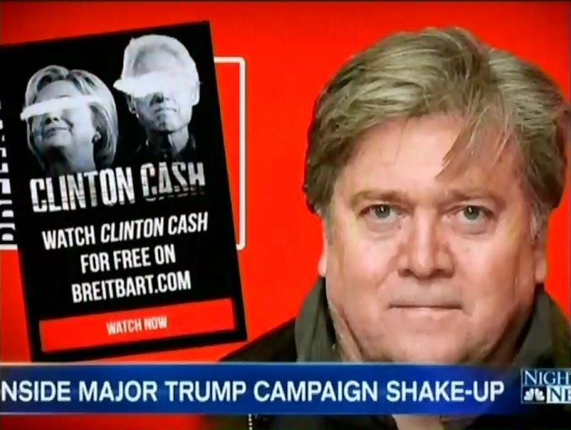 Stephen Bannon “helped mainstream the ideas of white nationalists and resuscitate the reputations of anti-immigrant fear-mongers,” the Daily Beast reported.Media Matters for America screenshot